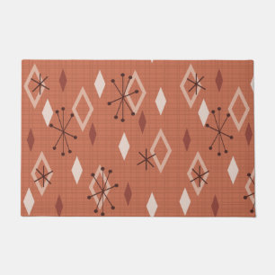 Mid Century Modern Diamonds Orange Doormat