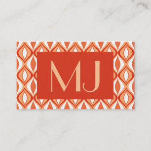 Mid-Century Modern Diamonds, Orange & White Business Card