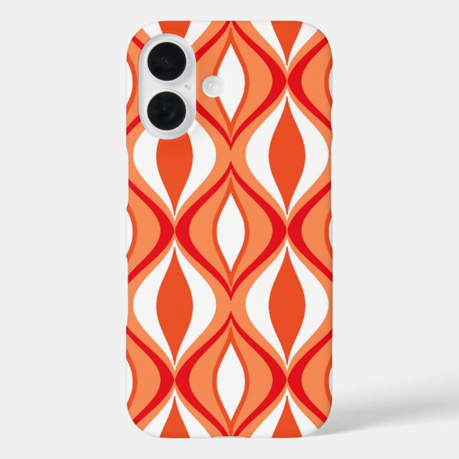 Mid-Century Modern Diamonds, Orange & White Case-Mate iPhone Case (Back)