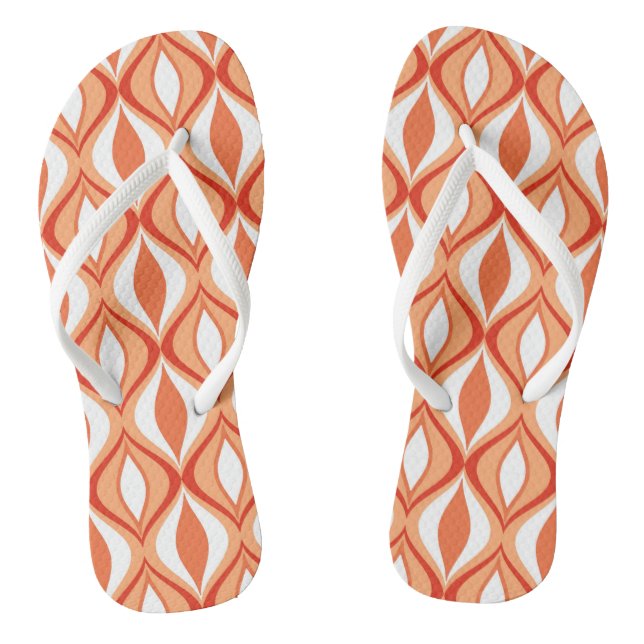 Mid-Century Modern Diamonds, Orange & White Flip Flops (Footbed)