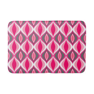 Mid-Century Modern Diamonds, Pink, Fuchsia & Grey  Bath Mat