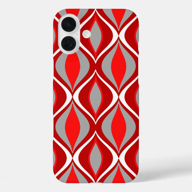 Mid-Century Modern Diamonds, Red & Grey / Grey Case-Mate iPhone Case (Back)