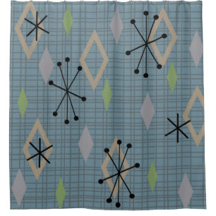 Mid Century Modern Diamonds Slate Grey Blue