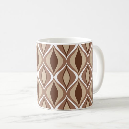 Mid-Century Modern Diamonds, Taupe and Brown Coffee Mug