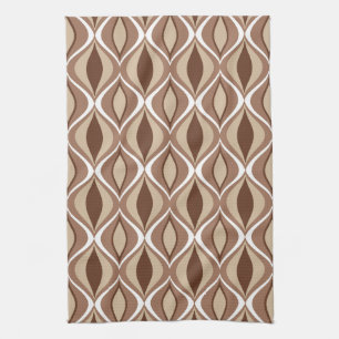 Mid-Century Modern Diamonds, Taupe and Brown Kitchen Towel