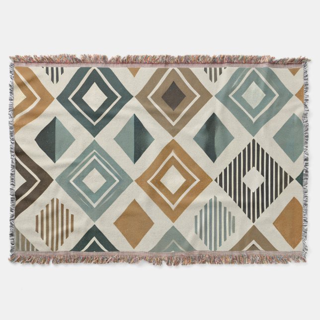 Mid-Century Modern Diamonds Throw Blanket (Front)