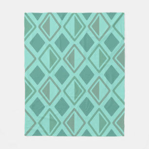 Mid Century Modern Diamonds Turquoise Fleece Blanket