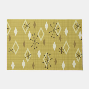 Mid Century Modern Diamonds Yellow Doormat