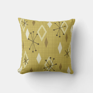Mid Century Modern Diamonds Yellow Throw Pillow