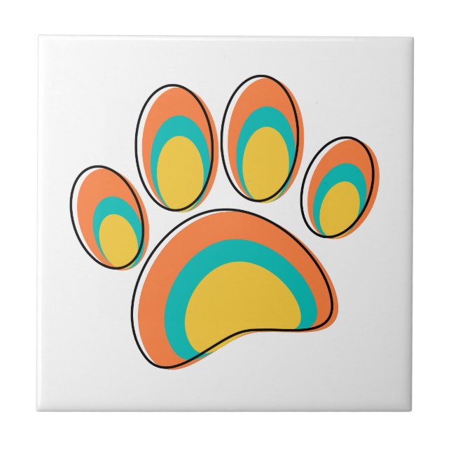 Mid Century Modern Dog Paw Print Tile (Front)
