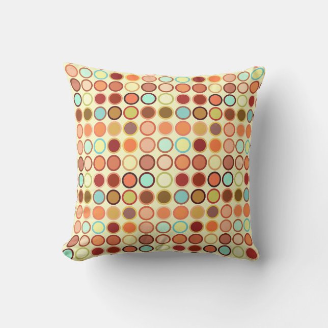 Mid-Century Modern Dots - cream with multi Throw Pillow (Front)