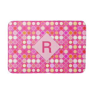 Mid-Century Modern Dots - deep pink & multi Bath Mat