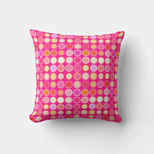 Mid-Century Modern Dots - deep pink & multi Throw Pillow