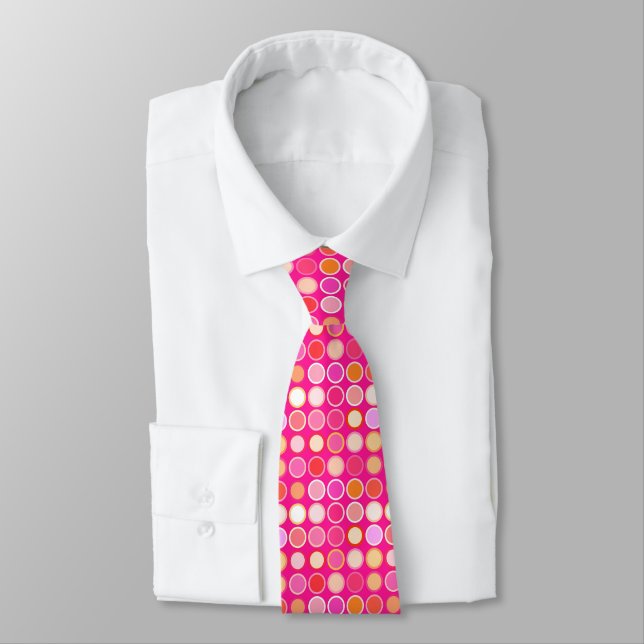 Mid-Century Modern Dots - deep pink & multi Tie (Tied)