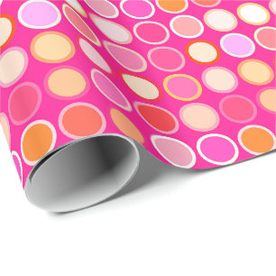 Mid-Century Modern Dots - deep pink & multi Wrapping Paper