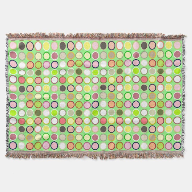 Mid-Century Modern Dots - lime with multi Throw Blanket (Front)