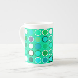 Mid-Century Modern Dots - shades of aqua Bone China Mug