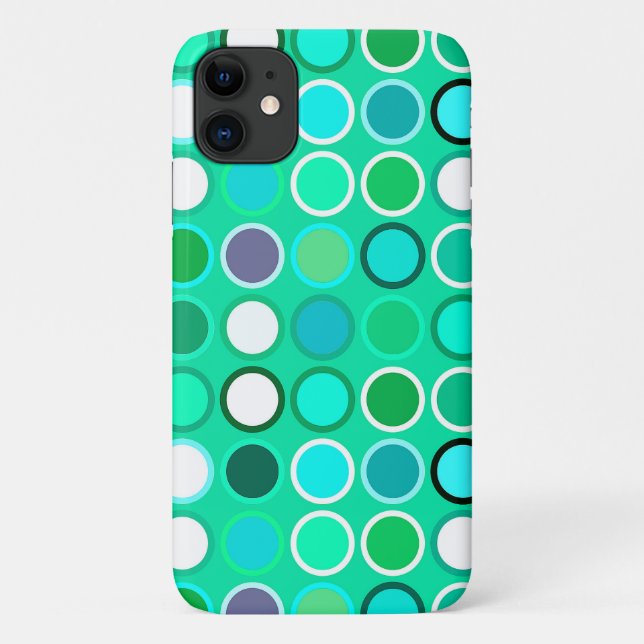 Mid-Century Modern Dots - shades of aqua Case-Mate iPhone Case (Back)