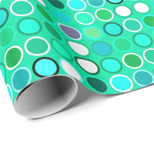 Mid-Century Modern Dots - shades of aqua Wrapping Paper