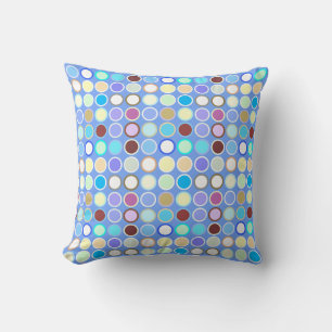 Mid-Century Modern Dots - sky blue & multi Throw Pillow