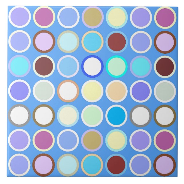 Mid-Century Modern Dots - sky blue & multi Tile (Front)
