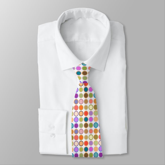 Mid-Century Modern Dots - white with multi Tie (Tied)