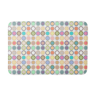 Mid-Century Modern Dots - white with pastels Bath Mat