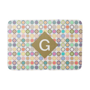 Mid-Century Modern Dots - white with pastels Bath Mat
