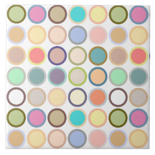 Mid-Century Modern Dots - white with pastels Tile
