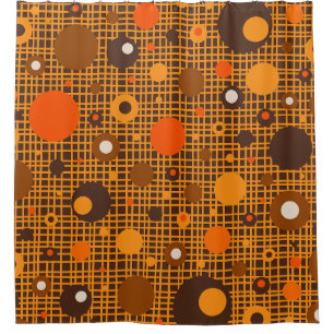 Mid Century Modern Dots Woven Pattern Brown Orange