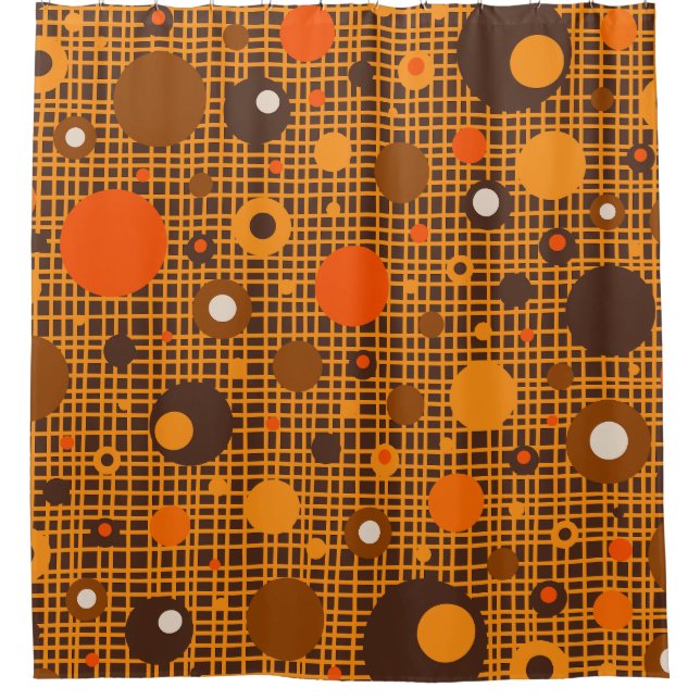 Mid Century Modern Dots Woven Pattern Brown Orange (Front)