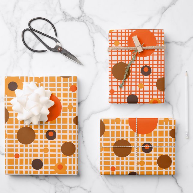 Mid Century Modern Dotty Dots Woven Pattern Wrapping Paper Sheet (Front)
