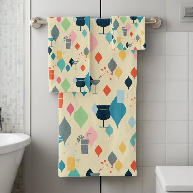 Mid Century Modern Drinks Bath Towel Set (Creator Uploaded)