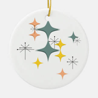 Mid Century Modern Eames Atomic Starbursts Custom Ceramic Ornament