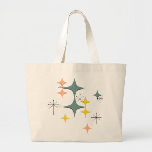 Mid Century Modern Eames Atomic Starbursts Custom Large Tote Bag