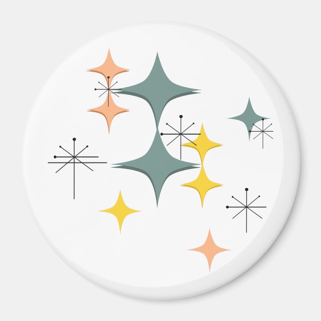 Mid Century Modern Eames Atomic Starbursts Custom Magnet (Front)