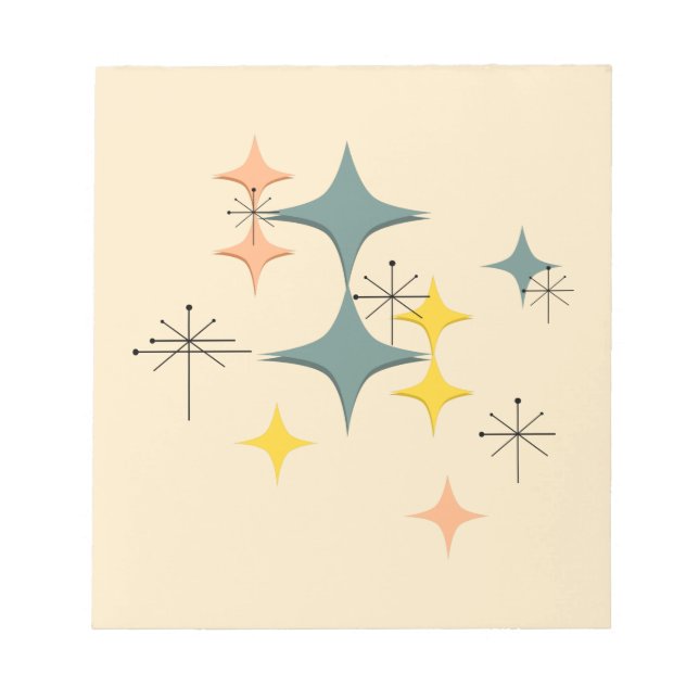 Mid Century Modern Eames Atomic Starbursts Custom Notepad (Front)