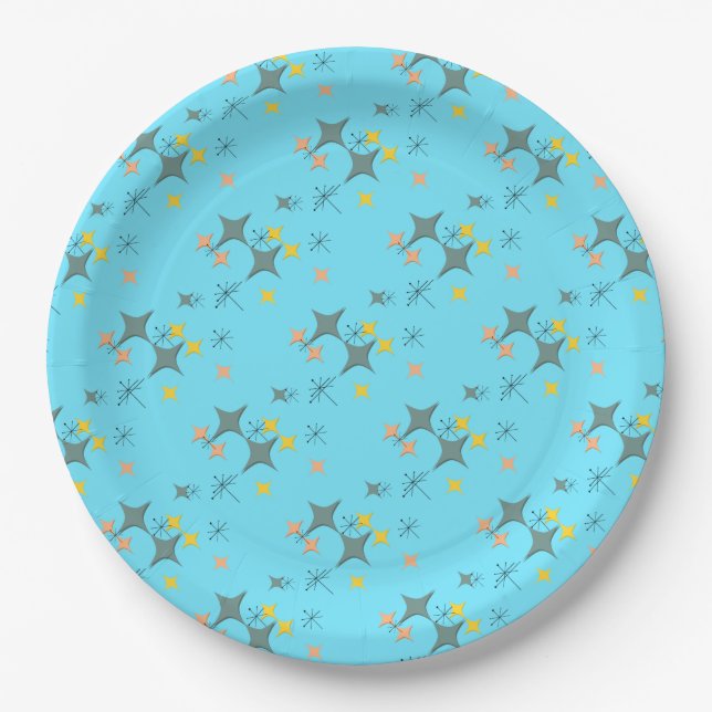 Mid Century Modern Eames Atomic Starbursts Custom Paper Plate (Front)