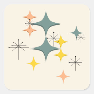 Mid Century Modern Eames Atomic Starbursts Custom  Square Sticker