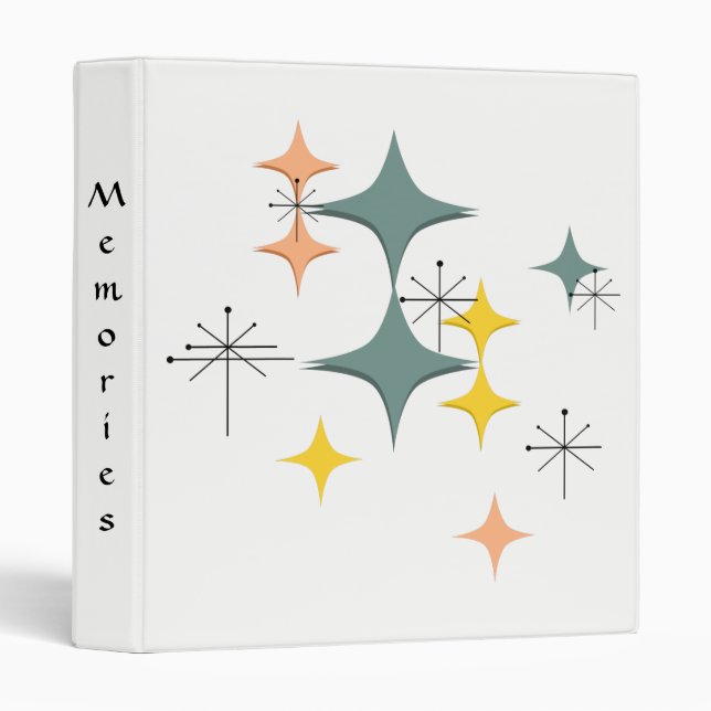 Mid Century Modern Eames Atomic Starbursts Journal Binder (Front/Spine)