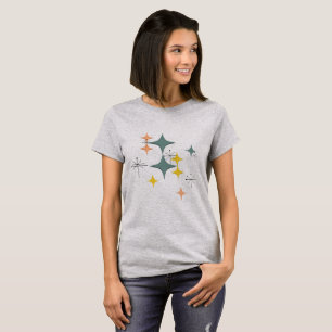 Mid Century Modern Eames Atomic Starbursts Pattern T-Shirt