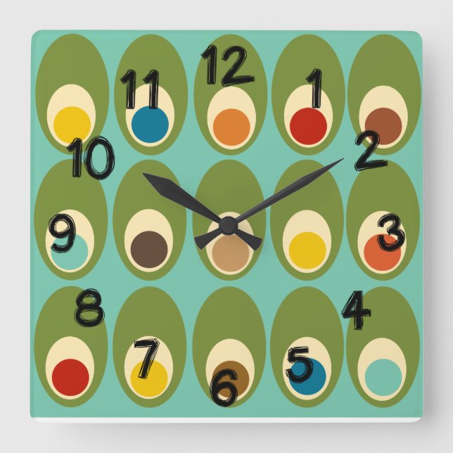 Mid-Century Modern Eggs  Square Wall Clock (Front)