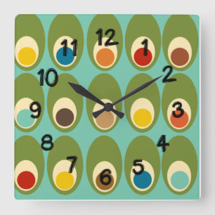 Mid-Century Modern Eggs Square Wall Clock