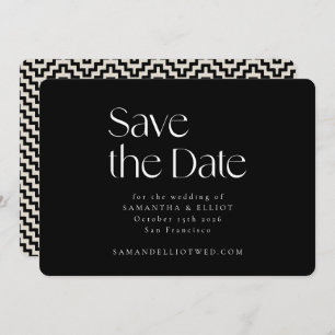 Mid Century Modern Elegant Geometric Black White Save The Date