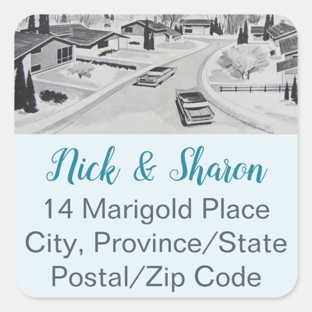 Mid-century Modern Envelope Seal Address Labels (Front)