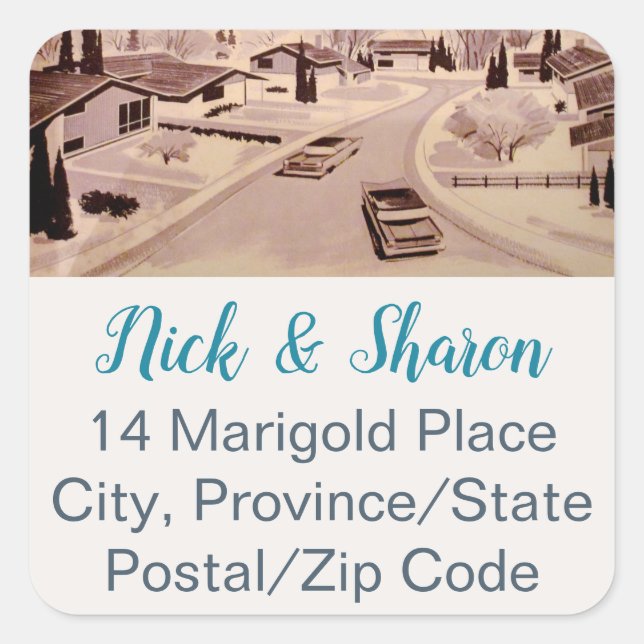 Mid-century Modern Envelope Seal Address Labels (Front)