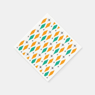 Mid Century Modern Era Diamonds Orange Turquoise Napkin