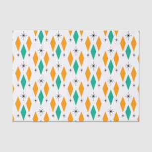 Mid Century Modern Era Diamonds Orange Turquoise Tissue Paper