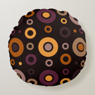 Mid-Century Modern Fall Geometric Round Pillow