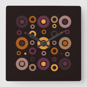 Mid-Century Modern Fall Geometric Square Wall Clock